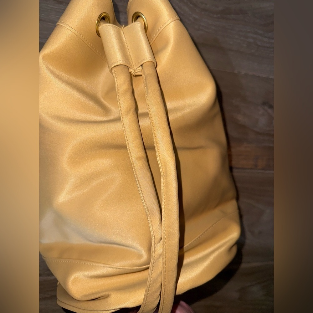 Lagerfeld Sun Moon Stars Bucket Tote Gold/yellow Cinch Sac Nylon Vtg 90s RARE - Picture 4 of 8